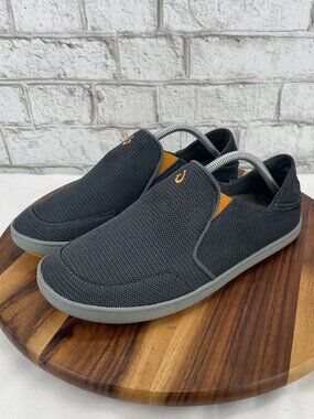 Olukai Nohea Mesh Mens Sz.10.5 Gray Orange Slip On Breathable Comfort Loafers
